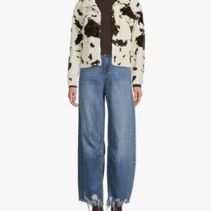 Stoosh Cow Print Faux Fur Jacket